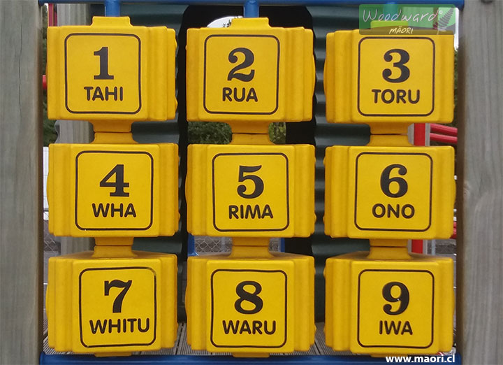 Maori numbers 1-9 at a playground.