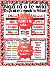 Ngā rā o te wiki - Māori days of the week Flash Cards / Wall Charts